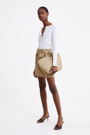 ZARA ラインストーンボタン付きテクスチャー入り生地カーディガン
