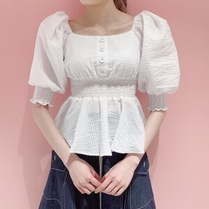 lilLilly シャーリングパフトップス