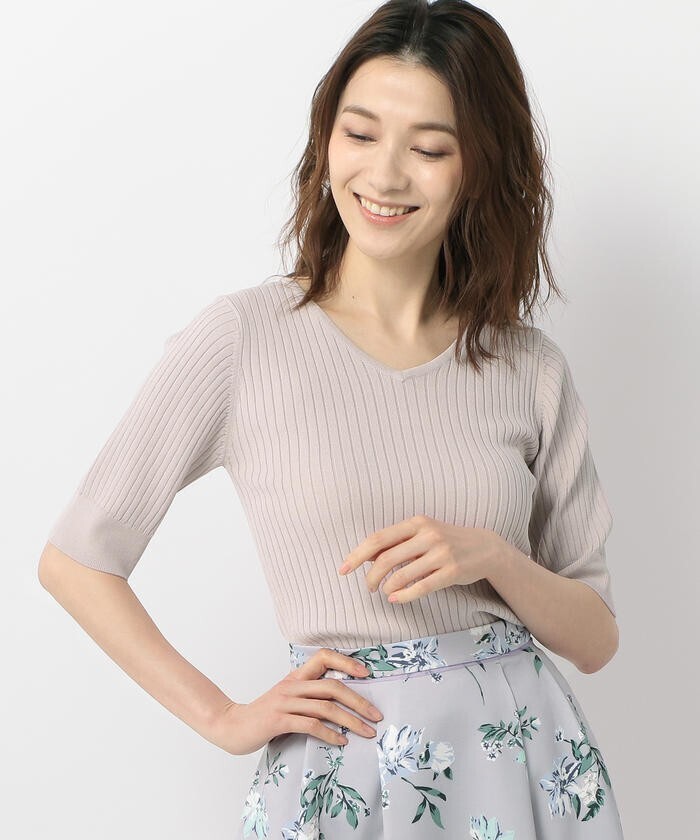 MEW’S REFINED CLOTHES 接触冷感リブＶネックニット