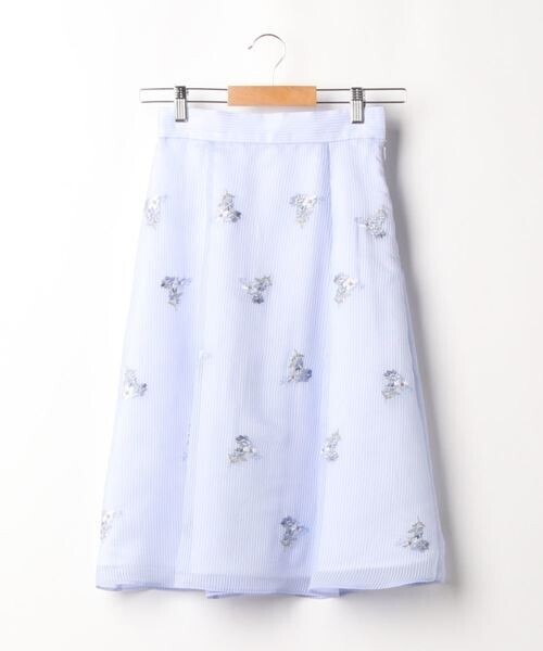 LAISSE PASSE シアーストライプ刺繍スカート