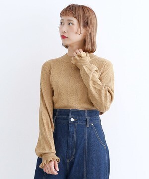 merlot 透かし柄ニットプルオーバー