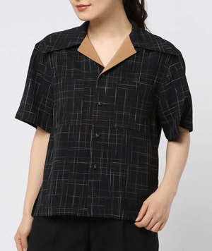 G.V.G.V. SLUB RAYON AND COTTON OPEN COLLAR SHIRT