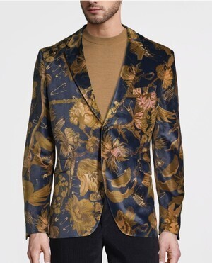 Paul Smith Kensington Botanical Velvet Blazer Blue