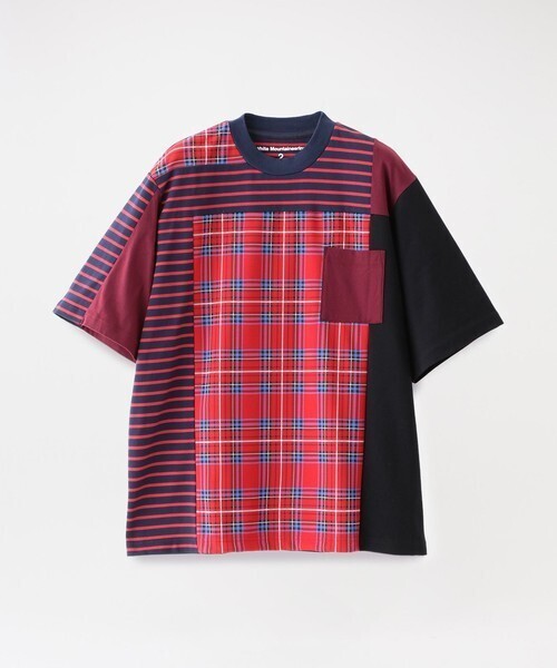 White Mountaineering MEN CHECK CONTRASTED T-SHIRT WM2071518