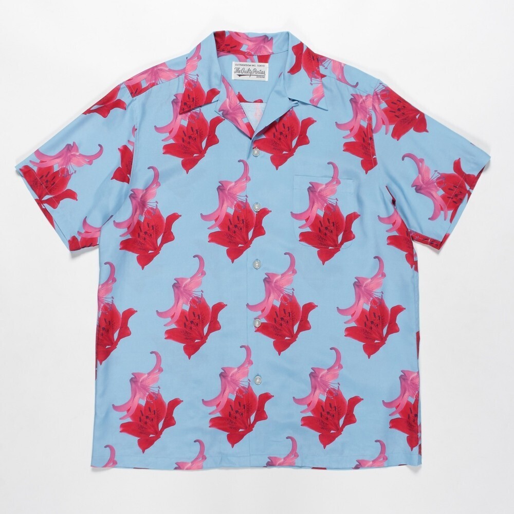 WACKO MARIA HAWAIIAN SHIRT S/S (TYPE-2) (花柄ハワイアンシャツ) BLUE