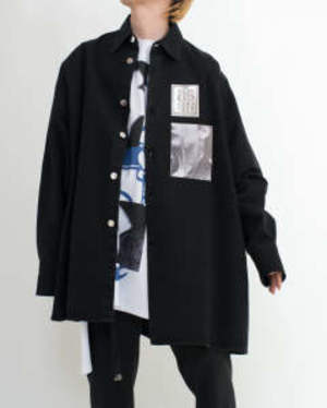 RAF SIMONS Big fit shirt with two patches Black