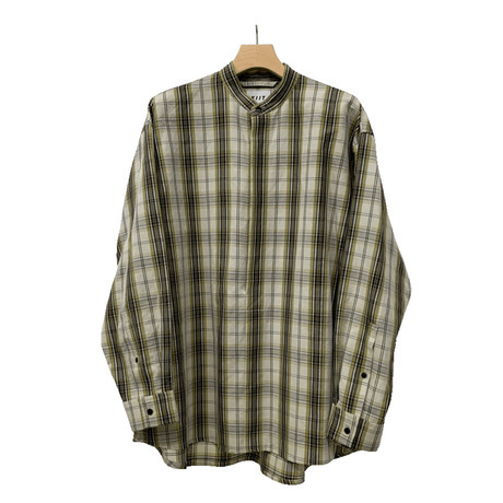 KIIT 12345678 Li/C HIGHCOUNT CHECK BAND COLLAR PULLOVER SHIRT