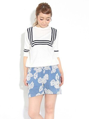 OSMOSIS セーラーラインニットプルオーバー/NAVY