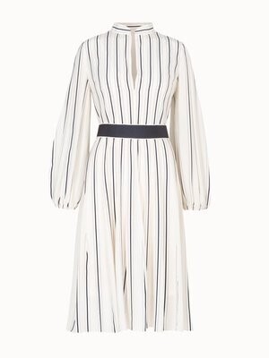 Akris Dress in Silk Crêpe Stripes Prints Pleated