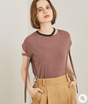 PUBLIC TOKYO ストリングショルダーTシャツ