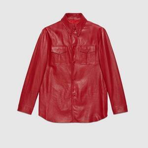GUCCI Leather shirt with point collar
