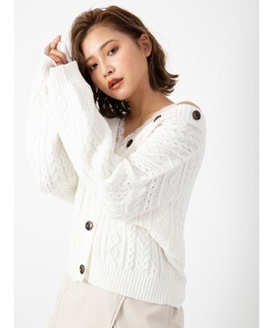 CECIL McBEE 袖ボリュームカーディガン