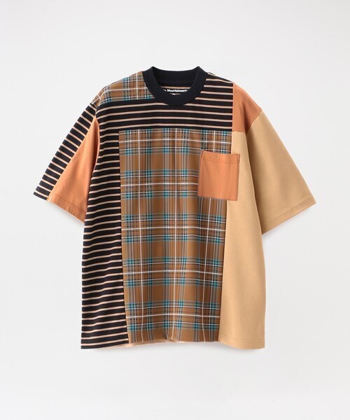 White Mountaineering CHECK CONTRASTED T-SHIRT