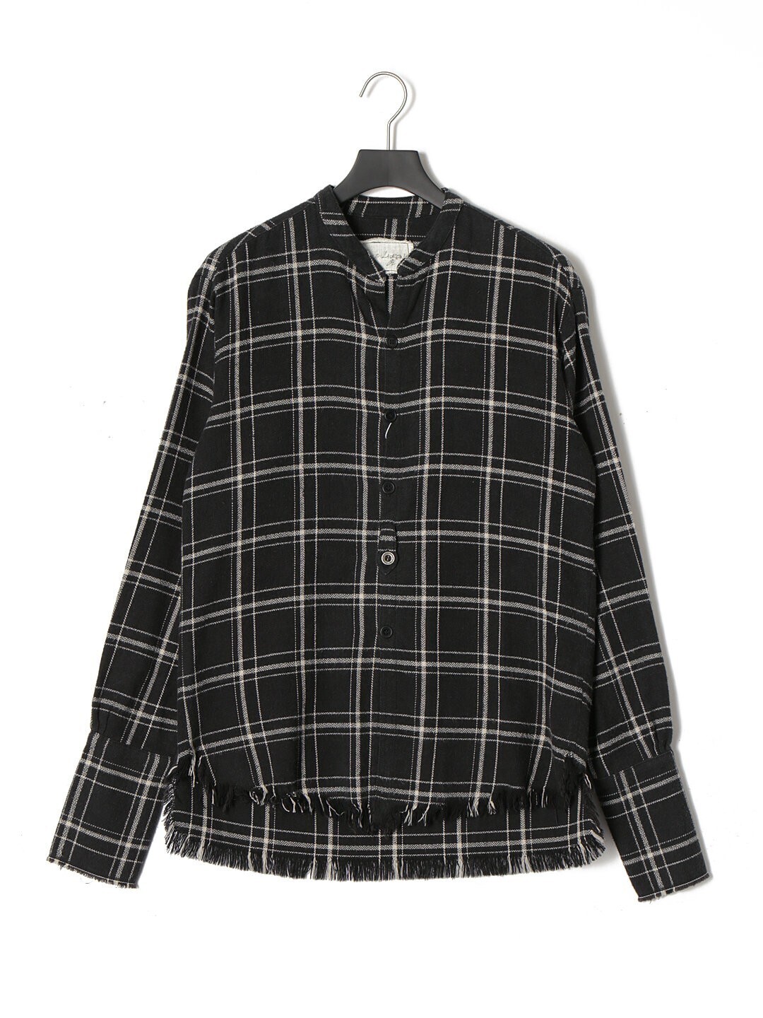 GREG LAUREN マオカラー チェック 長袖シャツ