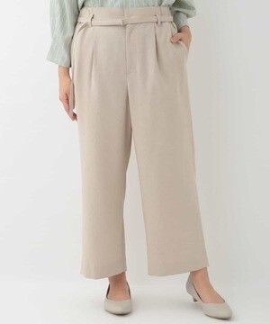 eur3 ウエストベルト付きタックワイドパンツ