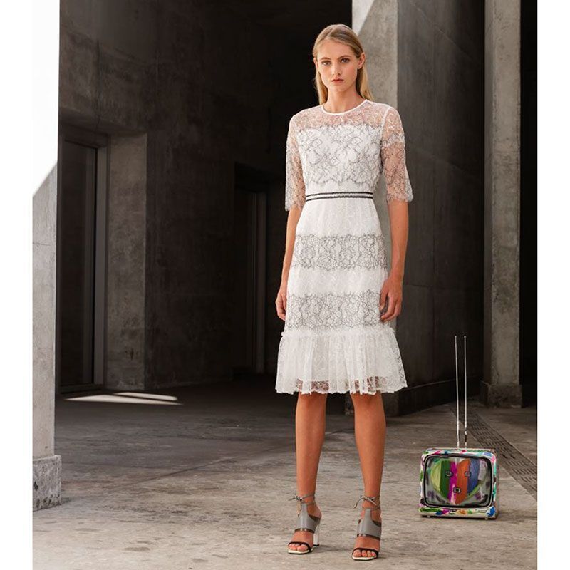 RICK RHE Black & White Estate Chantilly Lace Dress