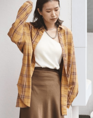 Ungrid ウォッシュチェックルーズシャツ