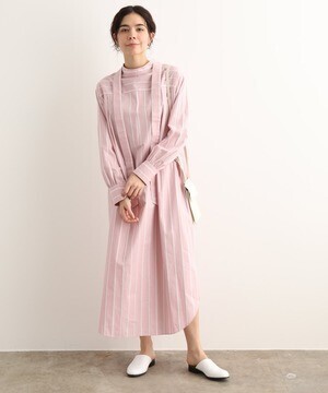 SALON adam et rope' ストライプ2WAYシャツドレス