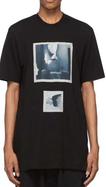 JULIUS ブラック グラフィック T シャツ