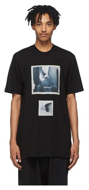 JULIUS ブラック グラフィック T シャツ