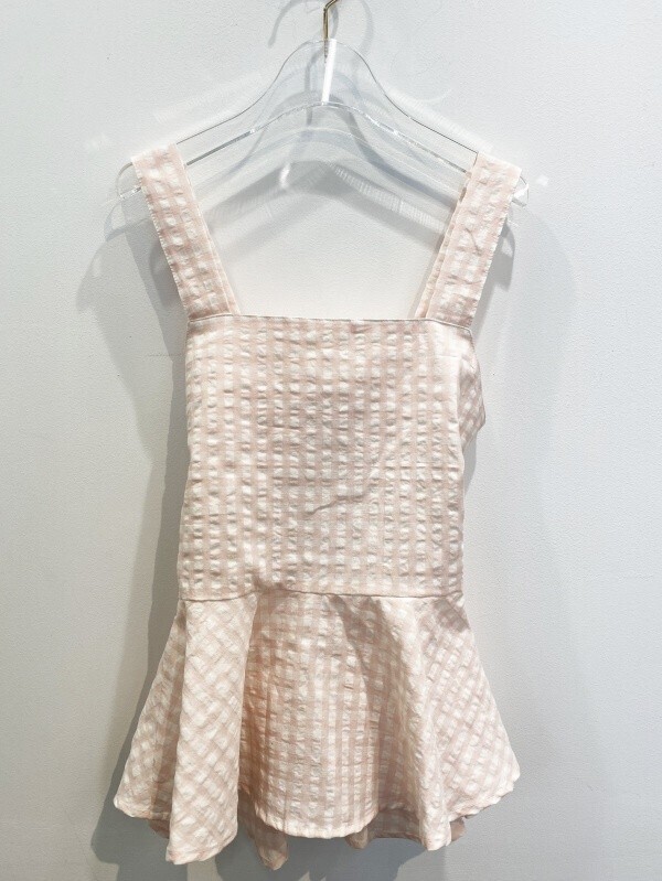 Honey mi Honey ginghamcheck backribbon nosleeve