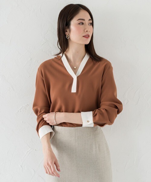 Loungedress 配色スキッパーブラウス