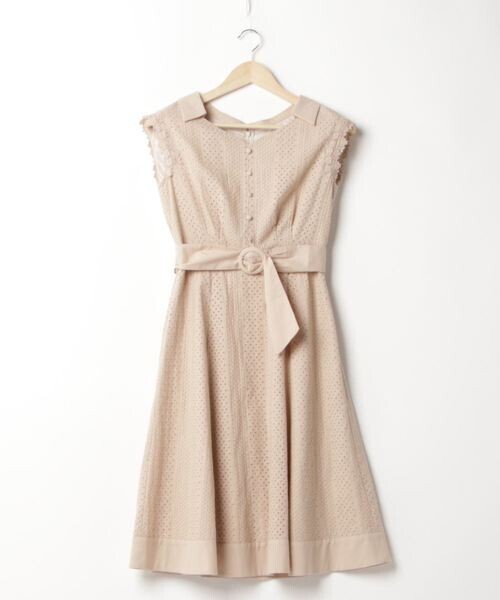LAISSE PASSE カットワークレースシャツワンピース