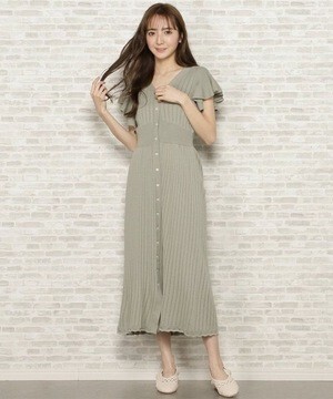 WILLSELECTION ワイドリブラッフルスリーブワンピース