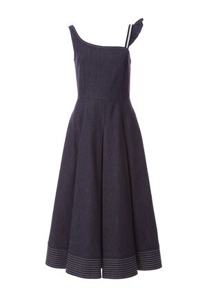 BORDERS at BALCONY ASYMMETRIC DENIM DRESS