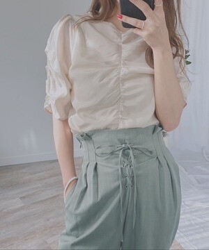 LADYMADE ギャザリングパワショルブラウス
