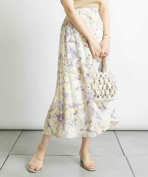 natural couture ニュアンスプリントAラインスカート