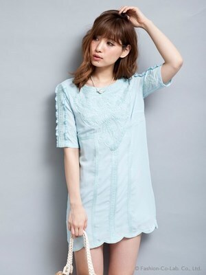 Million Carats シフォン刺繍ワンピ