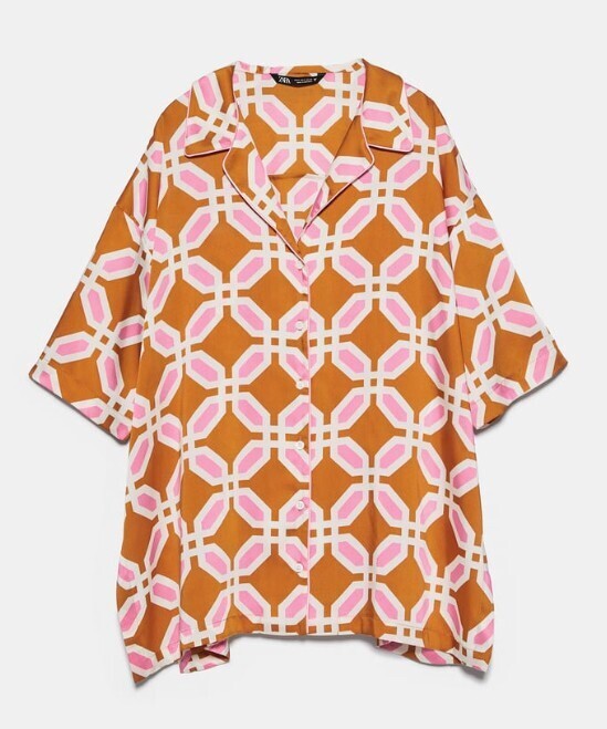 ZARA プリントパジャマスタイルシャツ