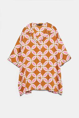 ZARA プリントパジャマスタイルシャツ