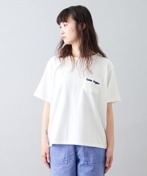 CUBE SUGAR 天竺×ニット ピグメント染め ポケット付 Tシャツ