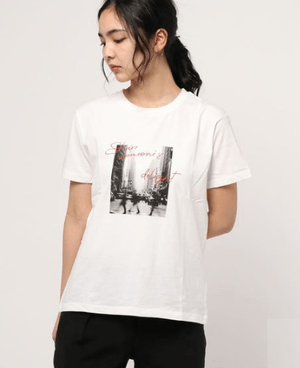 ikka フォト・ロゴプリントTシャツ