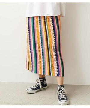 RODEO CROWNS WIDE BOWL マルチストライプニットスカート