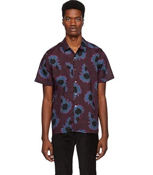 PS by Paul Smith Burgundy Sunflower Tailored Shirt