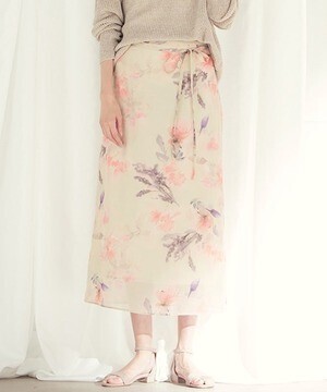 Droite lautreamont ローンウォーターフラワープリントスカート