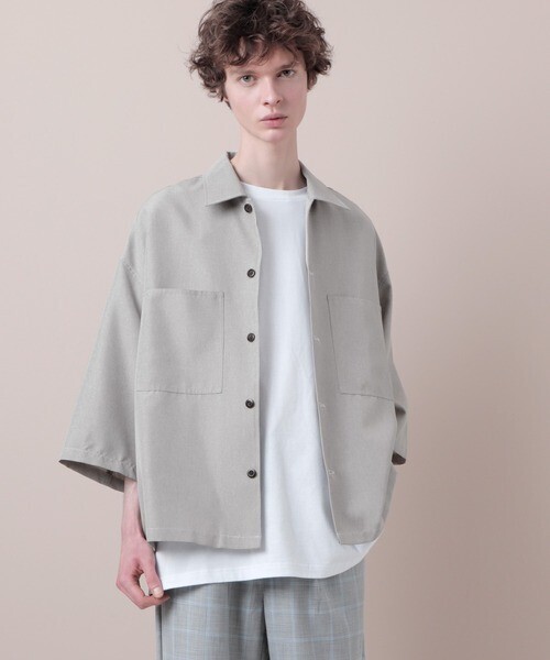 EMMA CLOTHES ビッグステッチクロップドスリーブシャツ