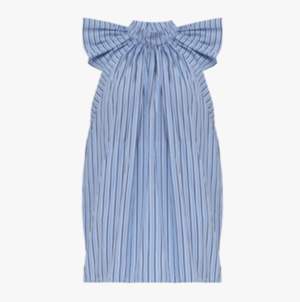 Victoria Victoria Beckham Ruched Shoulder Sleeveless Top in Pool Blue White