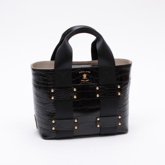 A.D.M.J. ACS01074-BLACK CROCODILEEMBOSSING　DAILYTOTEBAG　25cm
