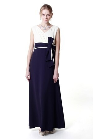 GRACE CONTINENTAL バイカラーロングドレス