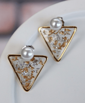 mia trim 【m-087Pトライアングル】ゴールド＆シルバークリアエポ２wayピアス