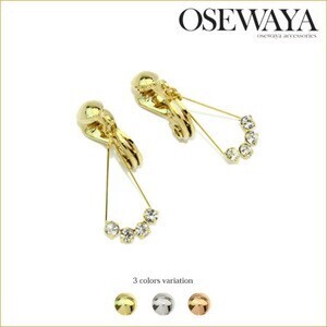 Osewaya イヤリング ワイヤー 4粒 カットガラス クリップイヤリング