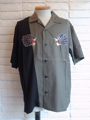roarguns ”LEOPARD” EMBROIDERY RAYON×DRAPE TWILL S/S SHIRTS