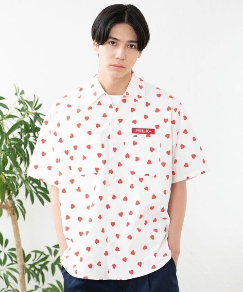 MILKFED. MENS HEART SS WORK SHIRT