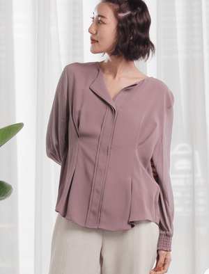 LADYMADE シースルースリーブウエストタックブラウス