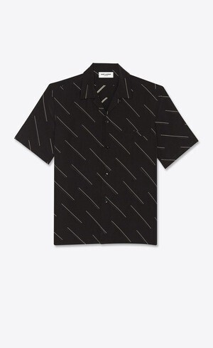 SAINT LAURENT シャークカラーシャツ（シルククレープデシン/ダイアゴナルダブルダッシュ）