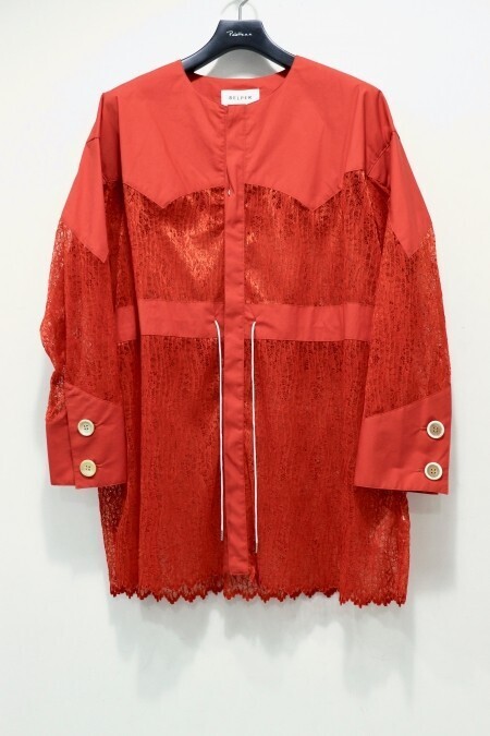 BELPER WAVE PLEATED LACE SHIRT JACKET